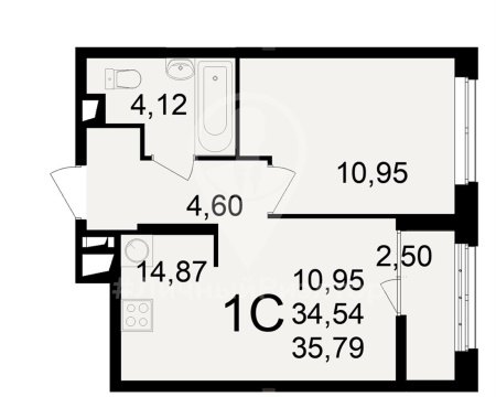 1-к квартира, 17/25 эт., 37м²